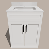 24-Inch Shaker Bathroom Vanity — White or Gray | Plywood Cabinet, Solid-Wood Doors, Soft-Close 3-Way Clip-On Hinges