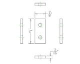 2 Hole Black Joining Plate 1" x 2" x 3/16" | 10 Series Aluminum T-Slot
