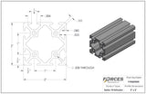 2" x 2" Smooth T-Slotted Aluminum Extrusion