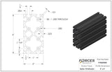 2" x 4" Black Smooth T-Slotted Aluminum Extrusion