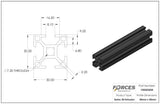 30mm x 30mm Black Smooth T-Slotted Aluminum Extrusion