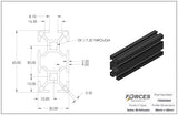 30mm x 60mm Black Smooth T-Slotted Aluminum Extrusion