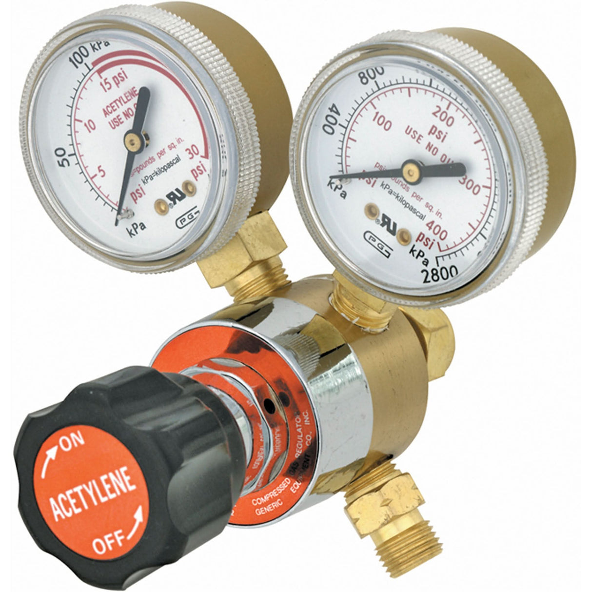 Light-Duty Single Stage Regulator, Acetylene, CGA200 "MC" Rear Inlet