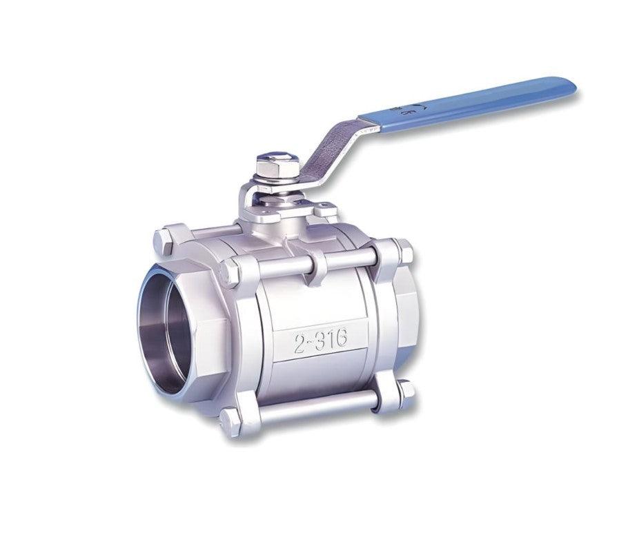 Socket Weld 3 PC Ball Valve 1000 WOG Stainless Steel 316