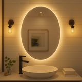 Noir Éclipse Oval LED Bathroom Mirror — Back-Lit, Dimmable, Anti-Fog & Brightness Memory (3000K/4000K/5000K) | 24"×32" or 30"×36" | CE & ETL Certified
