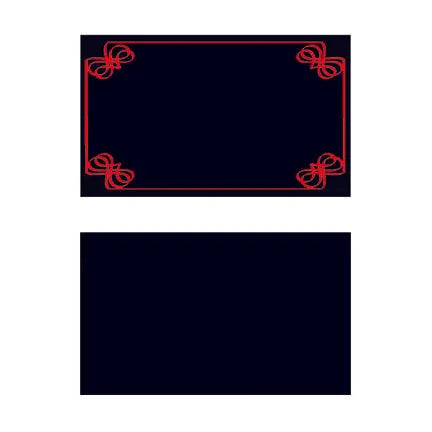 Carte plastifiée, noir/rouge, verso noir 2 1/4" x 3 3/4"
