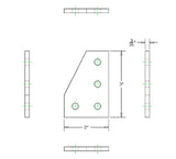 4 Hole 90° Black Joining Plate 2" x 3" x 3/16" | 10 Series Aluminum T-Slot