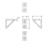 Black 4 Hole Inside Corner Gusset 2" x 2" x 7/8" | 10 Series Aluminum T-Slot