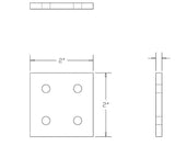 4 Hole Black Joining Plate 2" x 2" x 3/16" | 10 Series Aluminum T-Slot