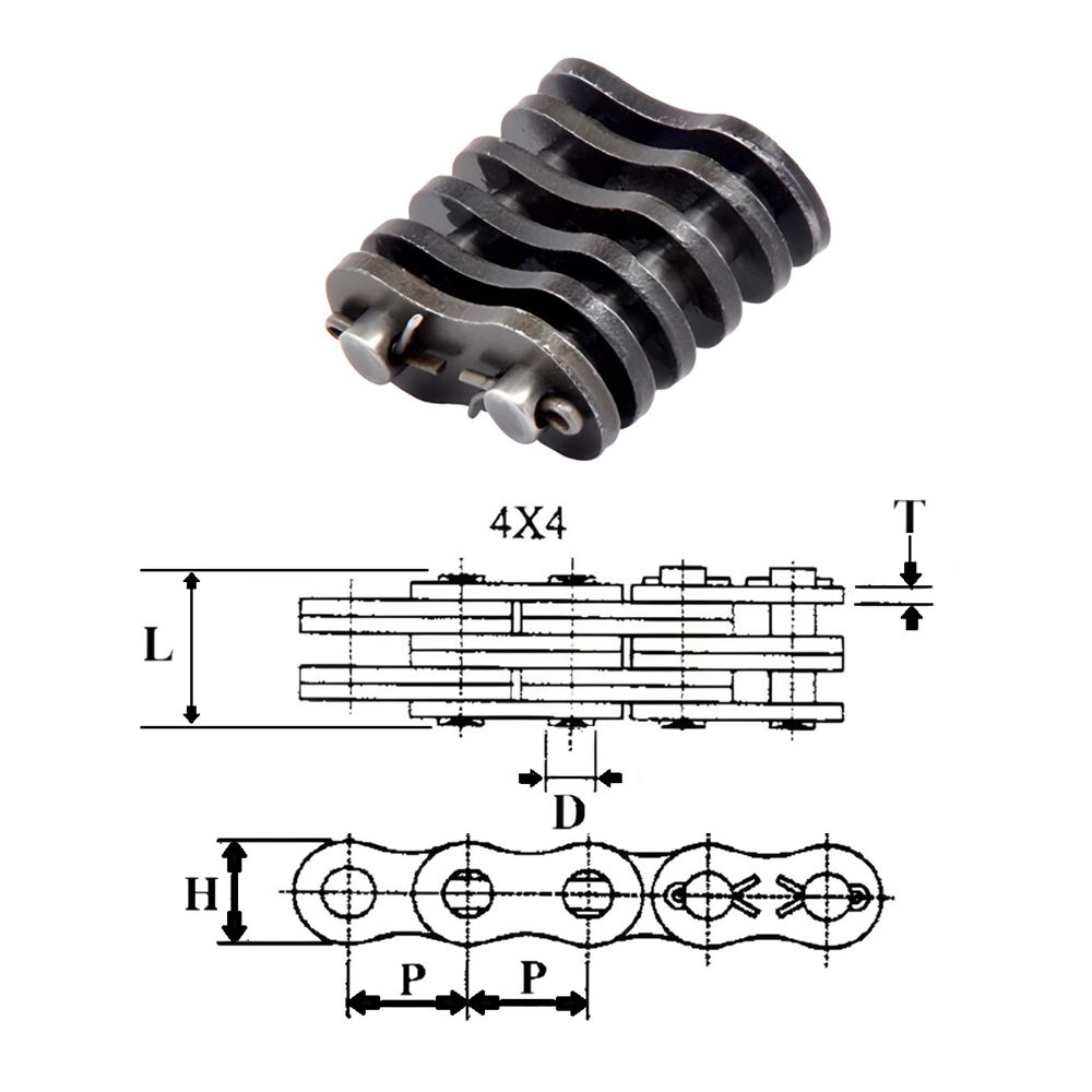AL844 | Leaf Chain Link 4 x 4 Lacing 1" Pitch