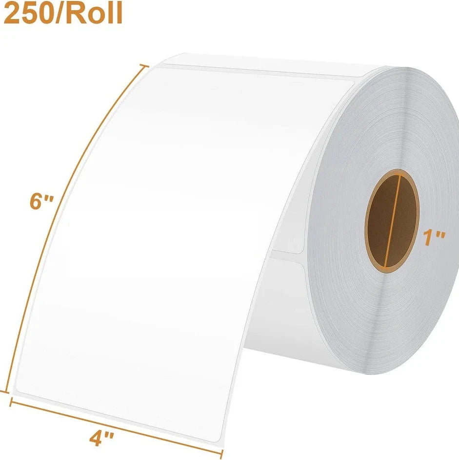 4 x 6, Direct Thermal Labels, 1-ID Core, Perforated Between Labels, 250/Roll, 16 Rolls/Case