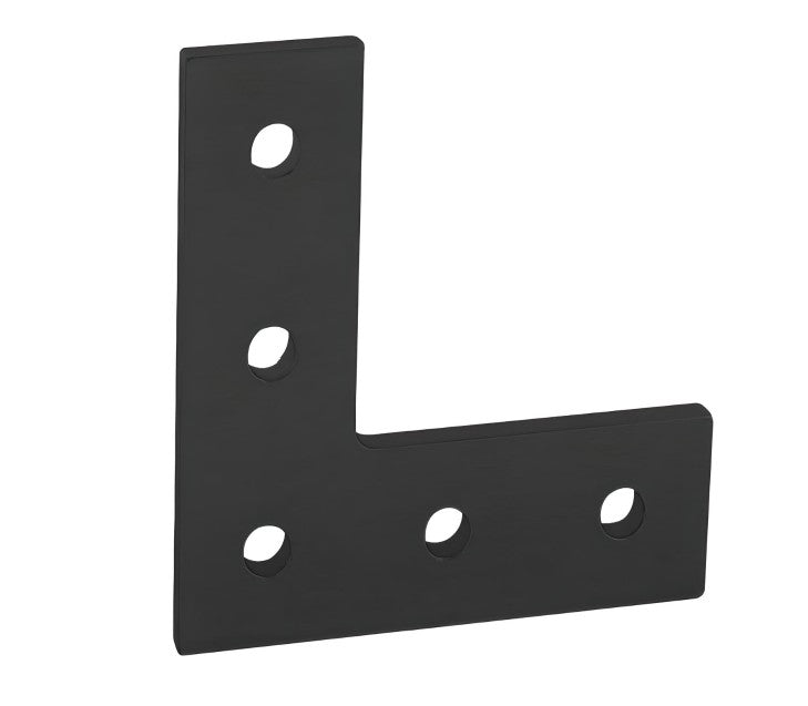 Plaque plate noire en "L" à 5 trous 7,62 x 7,62 cm x 4,76 mm | Aluminium série 10