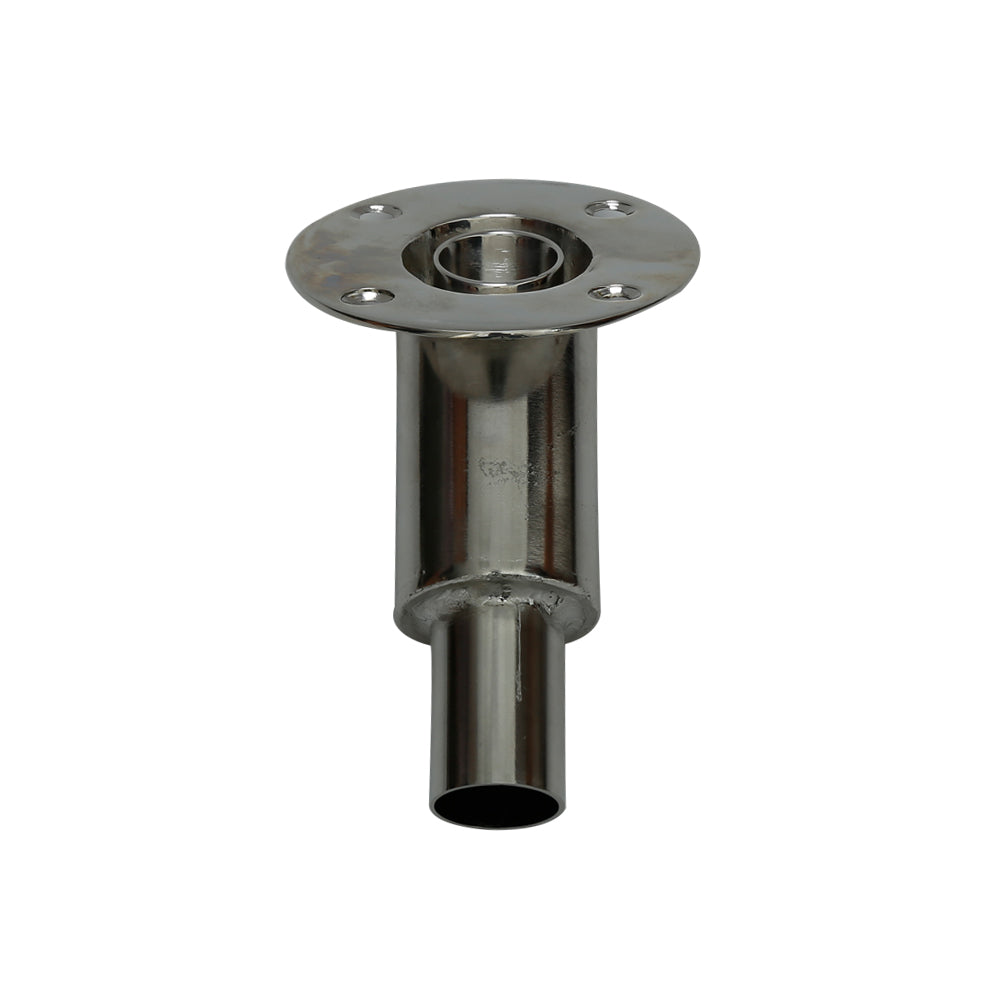 Stainless Steel Thru Hull Fitting, 24 mm, 45° Base, Straight Connector with Screws