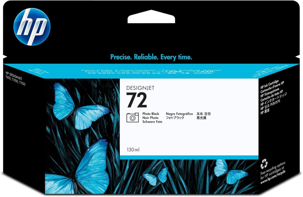 HP C9370A 72 Ink Cartridge, Photo Black, 130mL