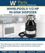Whirlpool Disposer 84211602 - In-Kitchen Waste Management Solution
