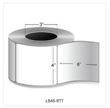 Shipping Label, Thermal Transfer Roll-RIBBON REQUIRED, 4” x 6” Label, WHITE, Perforated, 1000/Roll, 4 Rolls/Case, Sold per Case