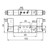 Compact Solenoid Valve M5, 5/2 Double Coil 24Vdc