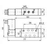 Compact Solenoid Valve M5, 5/2 Spring Return 110Vac