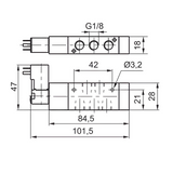 Compact Solenoid Valve G1/8", 5/2 Spring Return 12Vdc