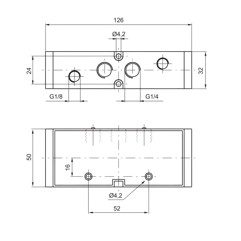 G1/8" Air Pilot Valve 1/4", 5/2 Double Acting Pressure 1.5 bar