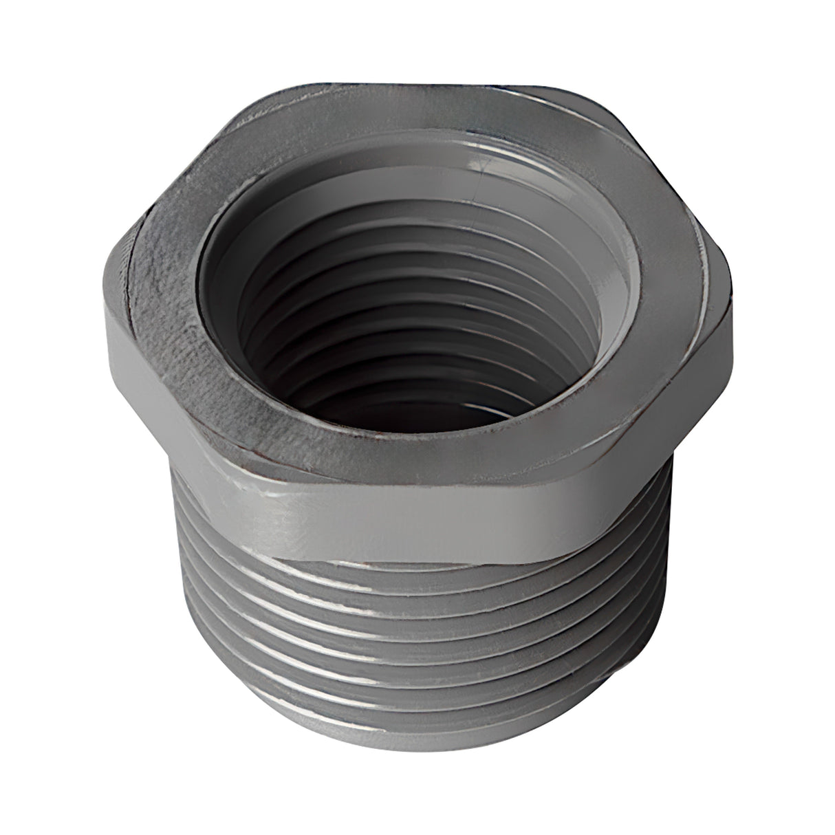 1-1/2" x 3/4" Reducer Bushing (MPT x FPT) Sch 80 - PVC Grey | 839210