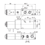 Pneumatic Solenoid Valve 1/8", 5/2 Spring Return 24Vdc