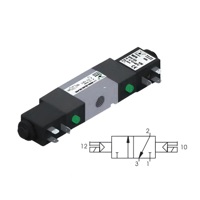 Pneumatic Solenoid Valve 1/4", 3/2 Normally Closed Double Coil 24Vdc