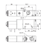 Pneumatic Solenoid Valve 1/4", 3/2 Normally Closed Spring Return 12Vdc