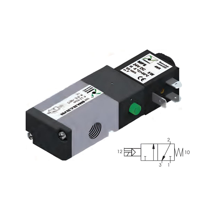 Pneumatic Solenoid Valve 1/4", 3/2 Normally Closed Spring Return 24Vdc