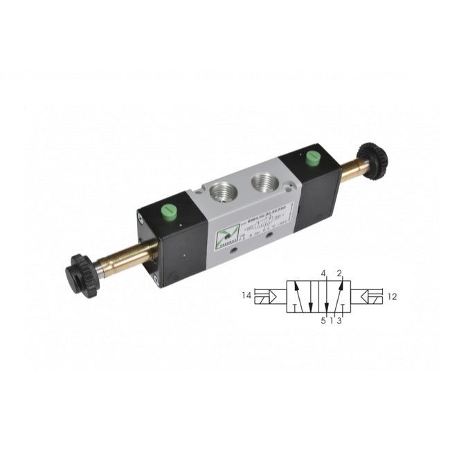 Pneumatic Solenoid Valve 1/4", 5/2 Double Coil No Coil