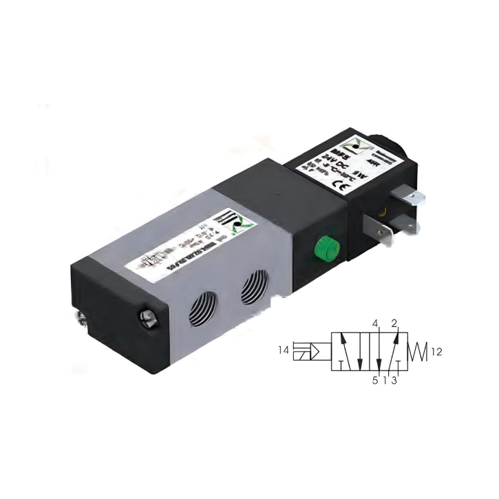 Pneumatic Solenoid Valve 1/4", 5/2 Spring Return 12Vdc