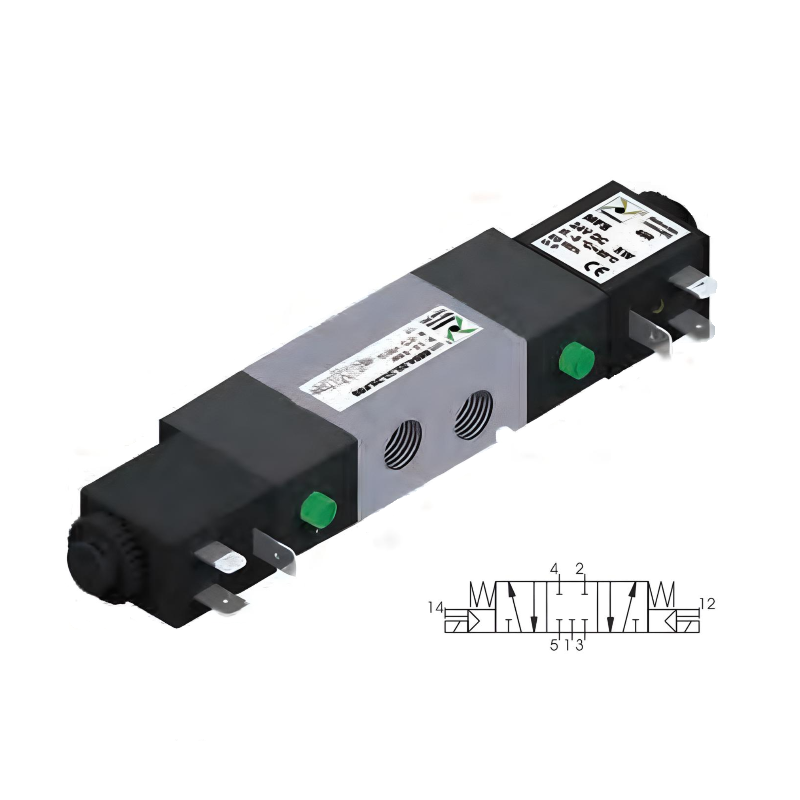 Pneumatic Solenoid Valve 1/4", 5/3 Closed Center Double Coil 24Vdc