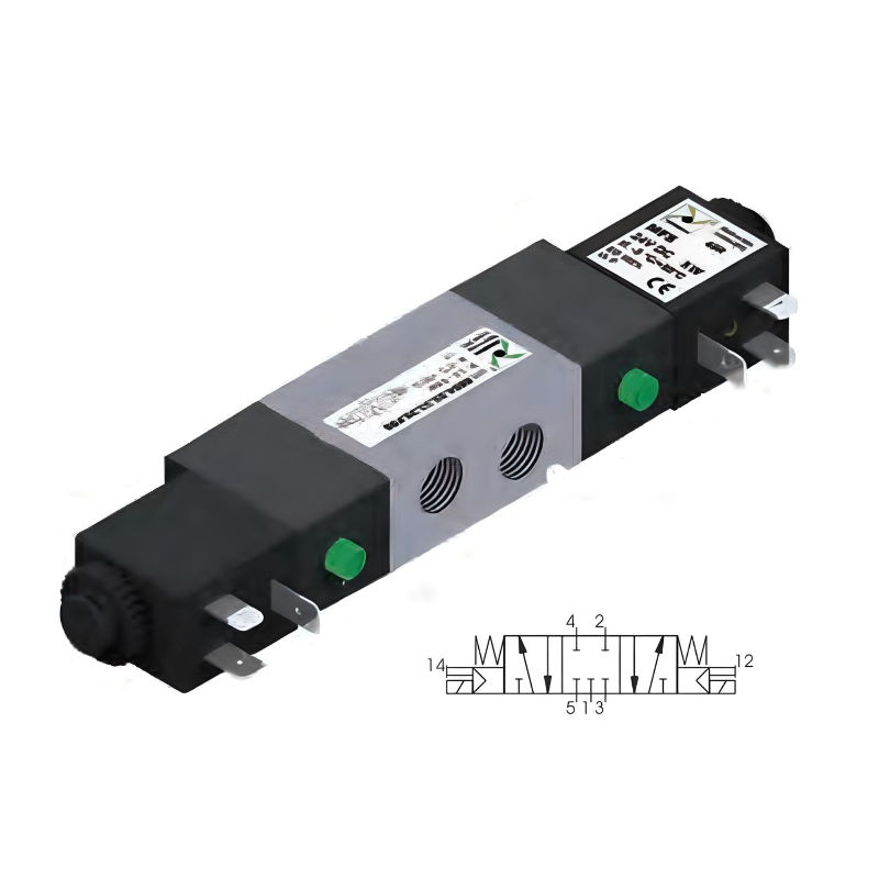 Pneumatic Solenoid Valve 1/4", 5/3 Closed Center Double Coil 24Vac