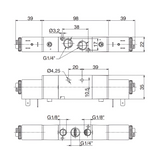 Pneumatic Solenoid Valve 1/4", 5/3 Exhaust Center Double Coil 110Vac