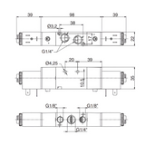 Pneumatic Solenoid Valve 1/4", 5/3 Pressure Center Double Coil 24Vdc