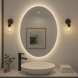 Noir Éclipse Oval LED Bathroom Mirror — Back-Lit, Dimmable, Anti-Fog & Brightness Memory (3000K/4000K/5000K) | 24"×32" or 30"×36" | CE & ETL Certified