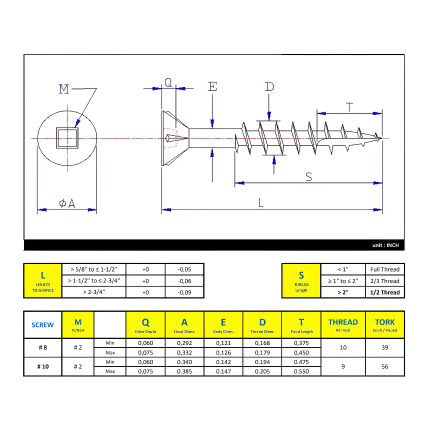 #10 x 6" Deck Screws Flat Head W/ Nibs ACQ Tan Ceramic Finish