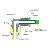 Union Long Elbow Fitting 4mm Tube x M5 Male - Compact