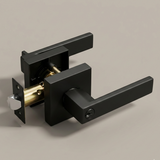Bouton de porte Vellum Hardware Quadra – Rosace carrée, à clé, condamnation, de passage et fixe