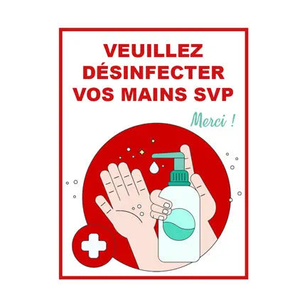 Affiche, inscription « Veuillez désinfecter vos mains », 6,5'' x 9''