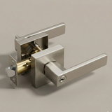 Bouton de porte Vellum Hardware Quadra – Rosace carrée, à clé, condamnation, de passage et fixe