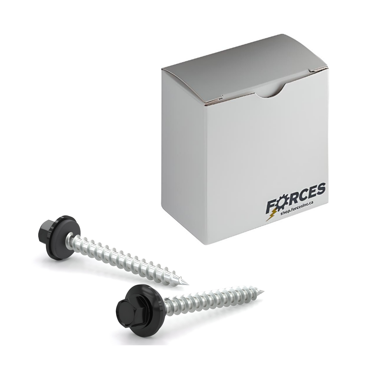 #9 x 1" Metal Roofing Screw Hex Head W/ Washer Type A Point - Steel Black
