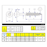 3/16" x 4" Concrete Screw Blue Coating Flat Head Quadrex Drive