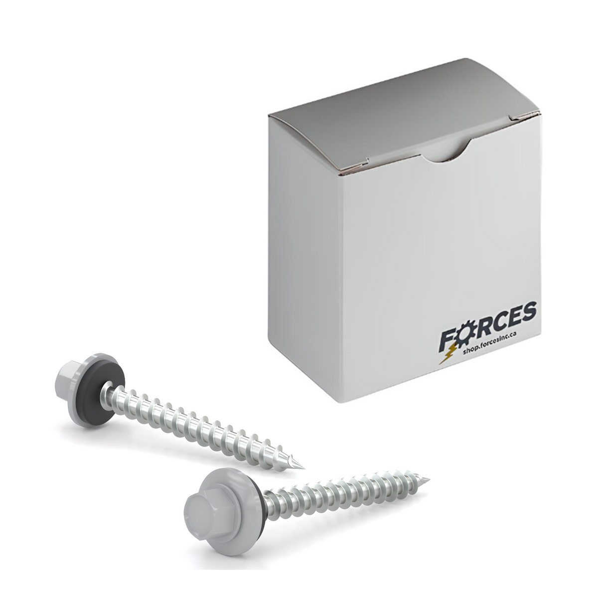 #9 x 2" Metal Roofing Screw Hex Head W/ Washer Type A Point - Steel Bone White