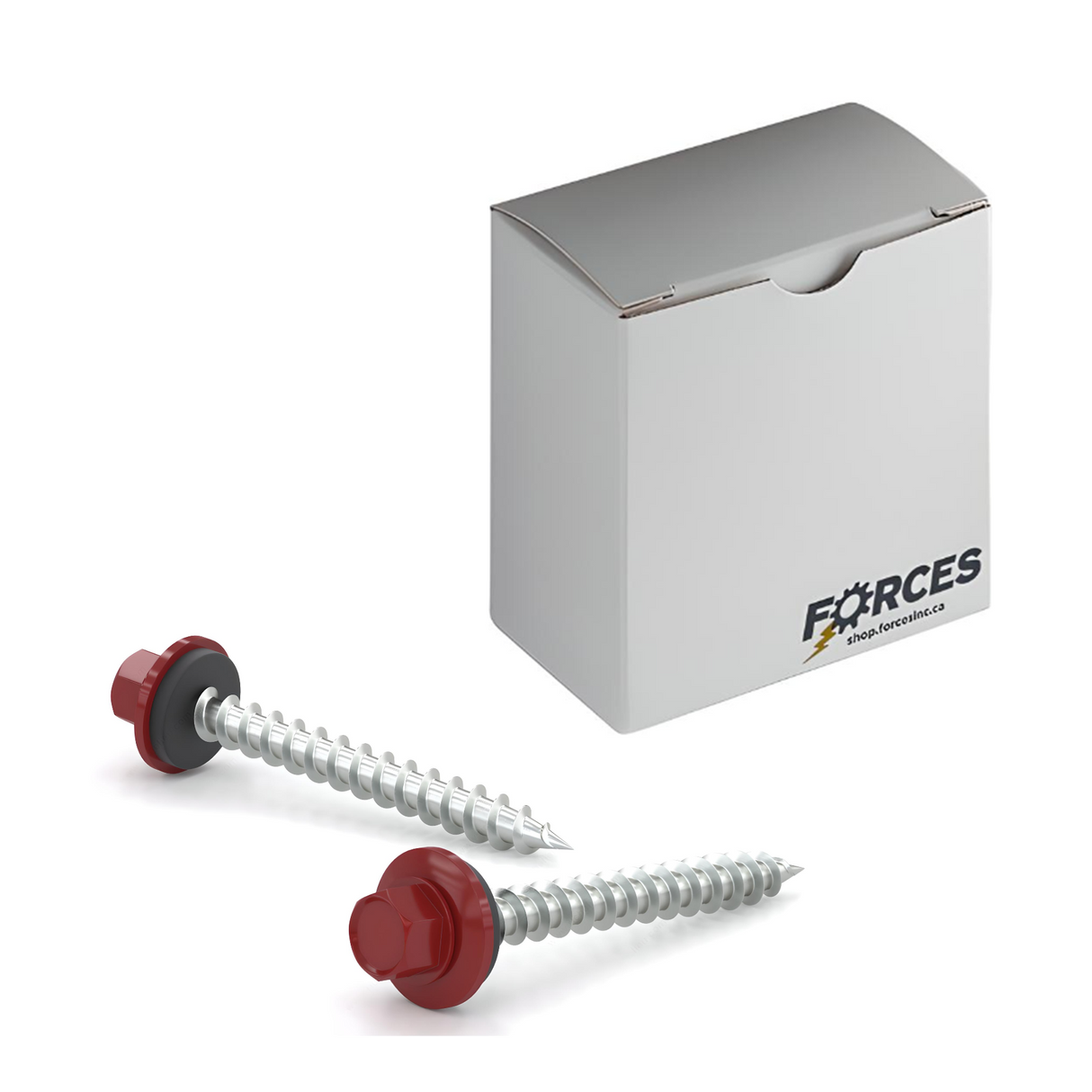 #9 x 1-1/2" Metal Roofing Screw Hex Head W/ Washer Type A Point - Steel Bright Red