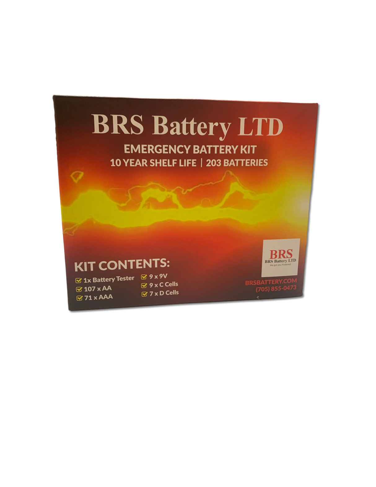 BRS Emergency Battery Kit: 203 Alkaline Batteries + Tester