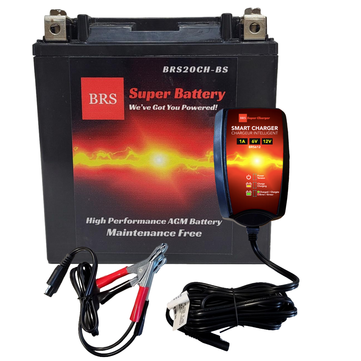 BRS20CH-BS 30 Day Warranty Battery & Smart Charger / Maintainer Combo Bundle Kit