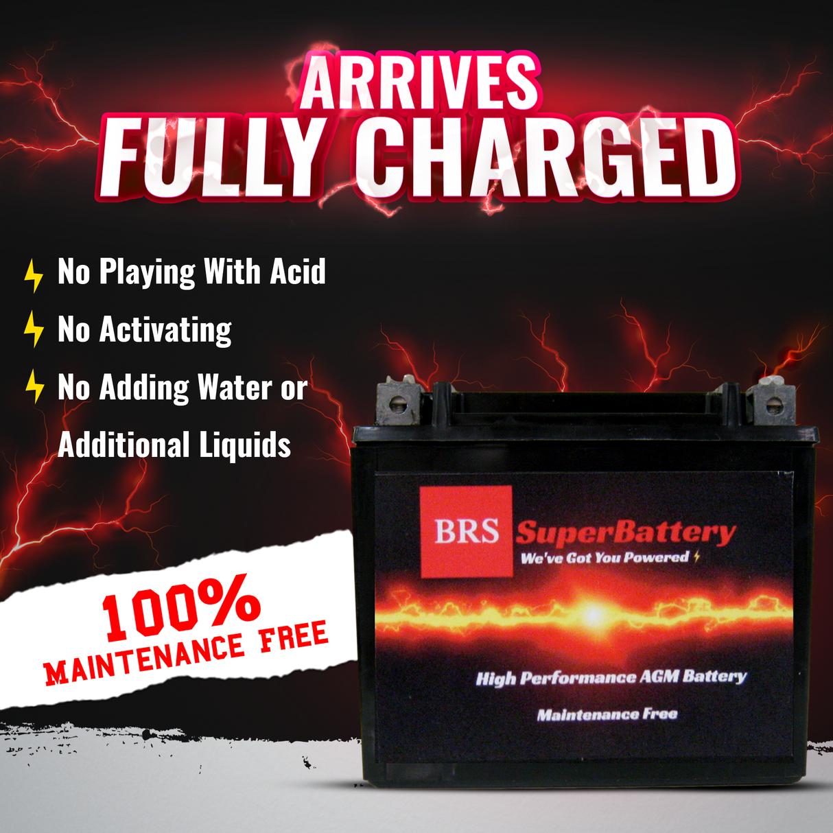 High Performance BRS9B-BS 2 Year Warranty & Smart Charger / Maintainer Combo Bundle Kit 12v Sealed AGM PowerSports Battery