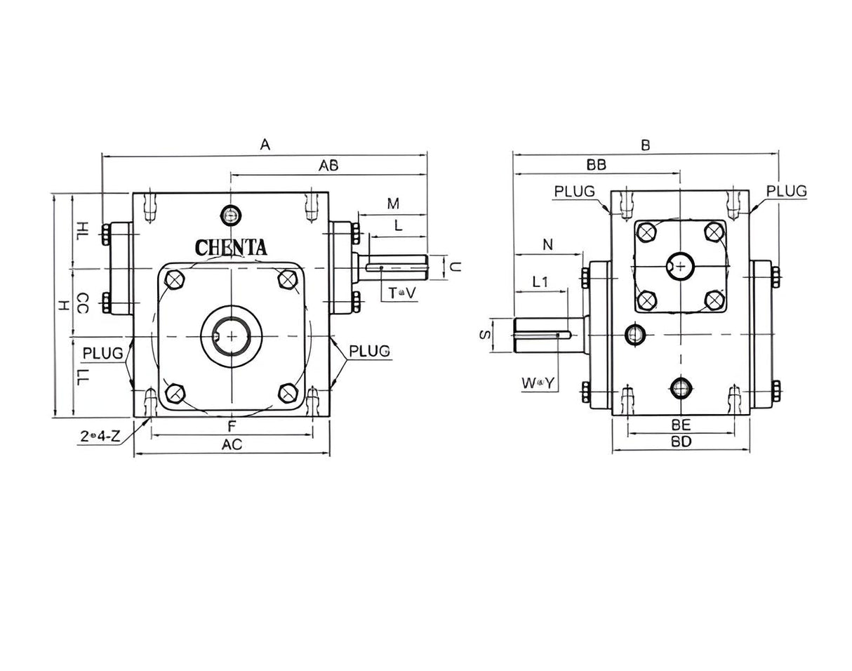Right Angle Gear Speed Reducer 40:1 Size 715 (Right Output) | BTU71540-R
