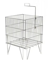 Bac de présentation grillagé chromé pliable 18 x 18 x 33 po et 24 x 24 x 33 po avec porte-affiche